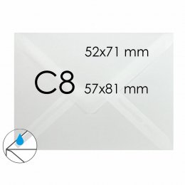 57 x 81 mm (DIN C8) + kleiner