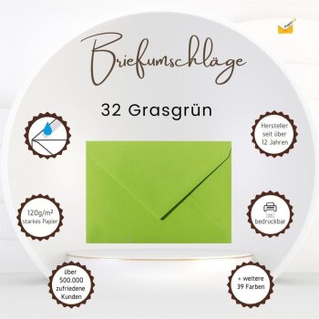 Briefumschläge 14x19 cm in Grasgrün mit Dreieckslasche in 120 g/m²