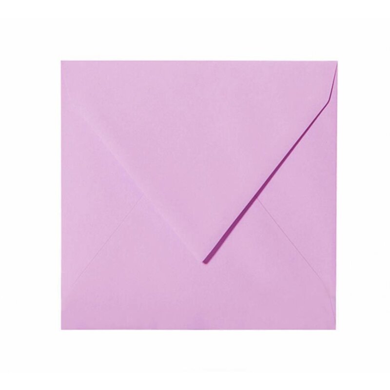 Quadratische Briefumschläge 150x150 mm, 15x15 cm in Flieder mit Dreieckslasche