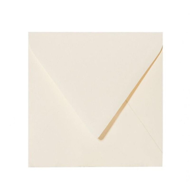 Quadratische Briefumschläge 150x150 mm, 15x15 cm in Zartcreme mit Dreieckslasche