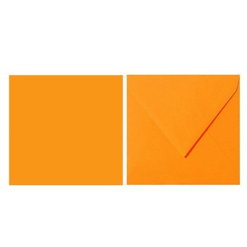 Buste quadrate 130x130 mm arancio brillante / mandarino con aletta triangolare