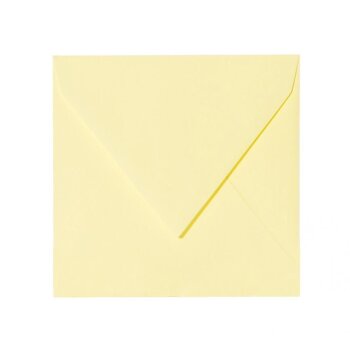 Quadratische Briefumschläge 150x150 mm, 15x15 cm in Zartgelb mit Dreieckslasche
