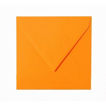 Quadratische Briefumschläge 150x150 mm, 15x15 cm in Leuchtorange/Mandarine mit Dreieckslasche