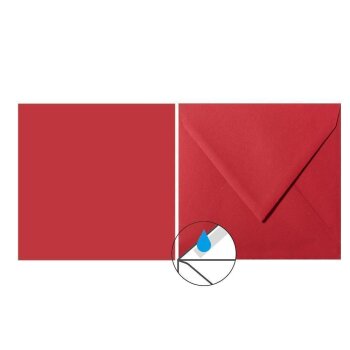 Buste quadrate 140x140 mm rosa rossa con patta triangolare