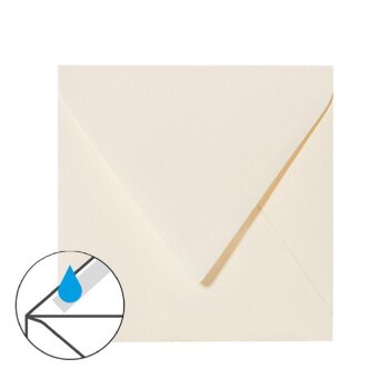 Square envelopes 5,12 x 5,12 in light cream with a triangular flap