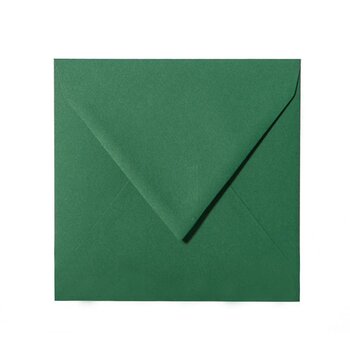 Square envelopes 6,29 x 6,29 in fir green with triangular...