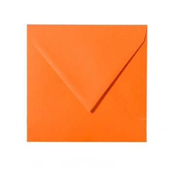 Square envelopes 4,92 x 4,92 in tangerine with triangular...