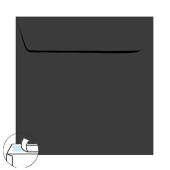 Buste quadrate 170x170 mm in nero con strisce adesive