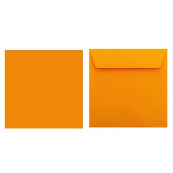 Square envelopes 6,69 x 6,69 in in bright orange with adhesive strips