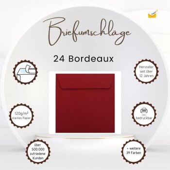 Briefumschläge quadratisch 22x22 cm Bordeaux...
