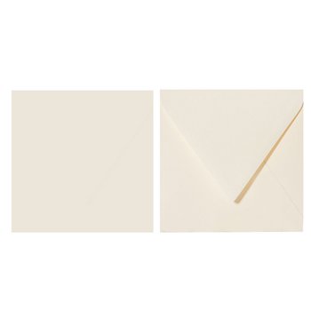 Enveloppes carrées 11x11 cm crème délicate à rabat triangulaire
