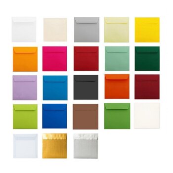 Enveloppes carrées 185 x 185 mm en or avec bandes adhésives