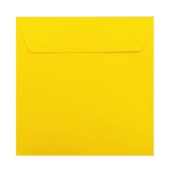 Buste quadrate 185x185 mm in giallo sole con strisce adesive