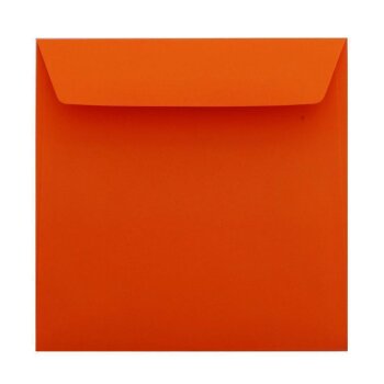 Buste quadrate 185x185 mm in mandarino con strisce adesive