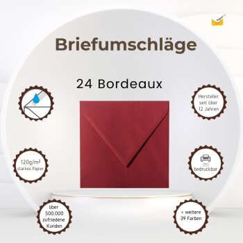 25 envelopes 5.91 x 5.91 in, 120 g / m² - Bordeaux