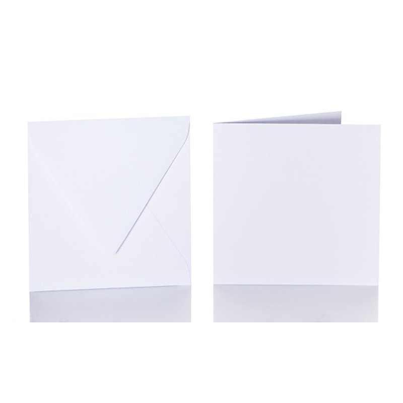 25 quadratische BriefBriefumschläge 125 x 125 mm + 25 Faltkarten 120 x 120 mm - Weiß