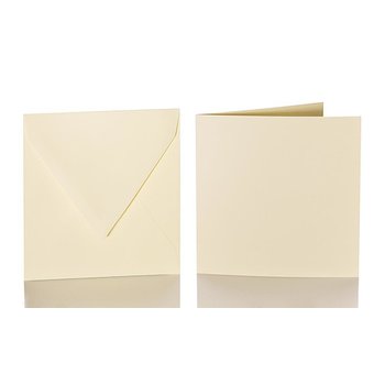 25 quadratische BriefBriefumschläge 125 x 125 mm + 25 Faltkarten 120 x 120 mm - Zartcreme