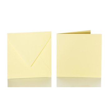 25 enveloppes carrées 125 x 125 mm + 25 cartes pliantes 120 x 120 mm - jaune clair