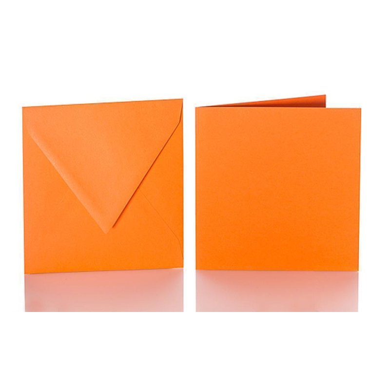 25 quadratische BriefBriefumschläge 125 x 125 mm + 25 Faltkarten 120 x 120 mm - Orange