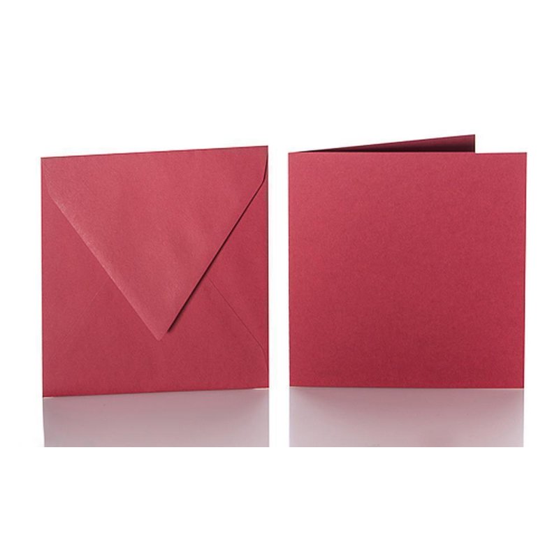 25 quadratische BriefBriefumschläge 125 x 125 mm + 25 Faltkarten 120 x 120 mm - Bordeaux