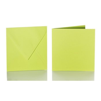25 enveloppes carrées 125 x 125 mm + 25 cartes pliantes 120 x 120 mm - vert pomme