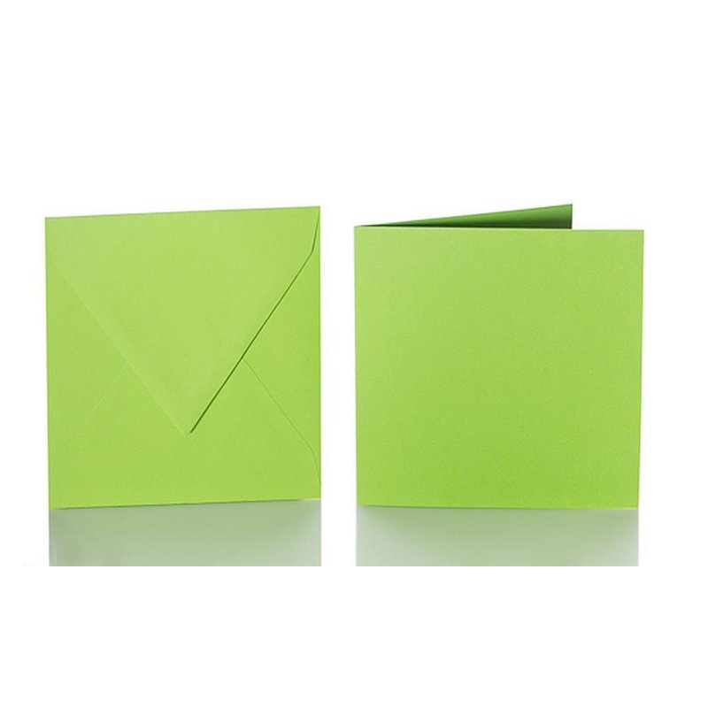 25 quadratische BriefBriefumschläge 125 x 125 mm + 25 Faltkarten 120 x 120 mm - Grasgrün