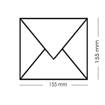 Enveloppes de mariage 155x155 mm en crème délicate en anneaux dor en 120 g / m2