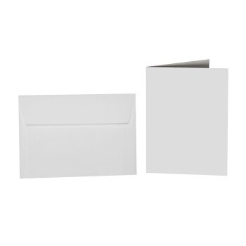 25 sobres de colores B6 con tiras adhesivas + tarjetas plegables 12x17 cm gris