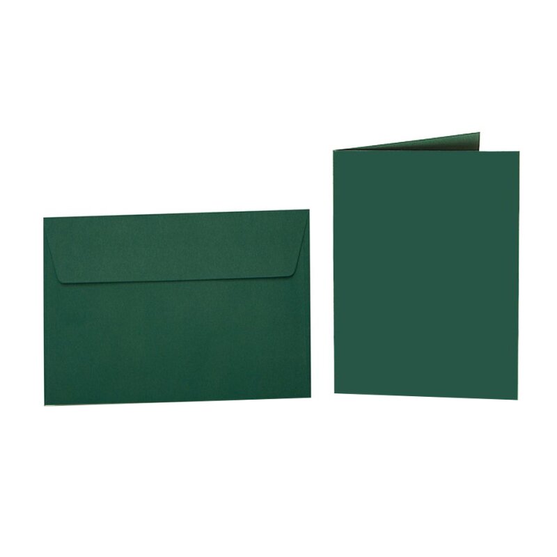 25 Farbige Briefumschläge B6 mit Haftstreifen + Faltkarten 12x17 cm  Dunkelgrün