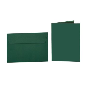 25 sobres de colores B6 con tiras adhesivas + tarjetas plegables 12x17 cm verde oscuro