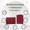 25 coloured envelopes B6 mit Self-Adhesive Strip  + folded cards 12x17 cm  bordeaux red