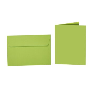 25 Farbige Briefumschläge B6 mit Haftstreifen + Faltkarten 12x17 cm  Apfelgrün