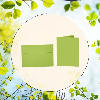 25 enveloppes colorées B6 avec bandes adhésives + cartes pliantes 12x17 cm vert pomme
