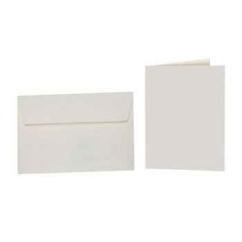 25 enveloppes colorées B6 avec bandes adhésives + cartes pliantes 12x17 cm ivoire