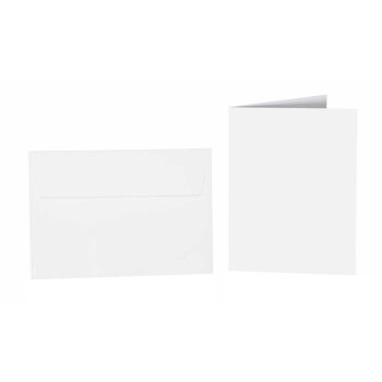 25 sobres de colores B6 con tiras adhesivas + tarjetas plegables 12x17 cm blanco