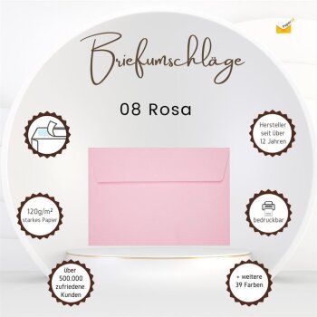 DIN B6 Briefumschläge haftklebend 125x176 mm in Rosa