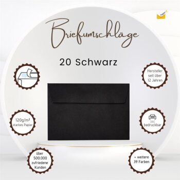 B6 envelopes with adhesive 4,92 x 6,93 in in black