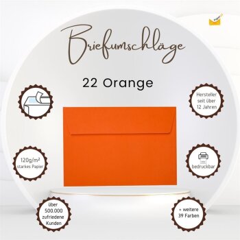DIN B6 Briefumschl&auml;ge haftklebend 125x176 mm in Orange
