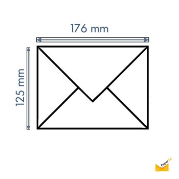 25 buste DIN B6 (125 x 176 mm) con aletta appuntita 120 g / qm 03 Cammello