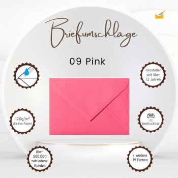 25 envelopes DIN B6 (4.92 x 6.93) with pointed flap 120 g / qm 09 pink