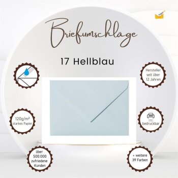 Briefumschläge DIN B6 125 x 176 mm nassklebend 120 g/qm 25 Stück in 17 Hellblau