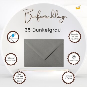 25 envelopes DIN B6 (4.92 x 6.93) with pointed flap 120 g / qm 35 dark gray