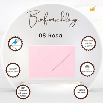 1 envelope each DIN B6 (4.92 x 6.93 in) with flap 120 g / sqm 08 light pink