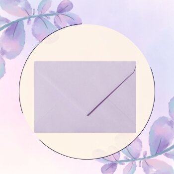 1 envelope each DIN B6 (4.92 x 6.93 in) with flap 120 g / qm 15 lilacs