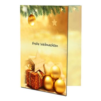 Carte de Noël "Boules dor" 10x15 cm avec enveloppe C6