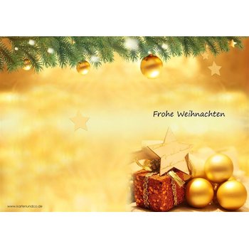 Carte de Noël "Boules dor" 10x15 cm avec enveloppe C6