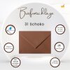 1 envelope each DIN B6 (4.92 x 6.93 in) with a flap 120 g / qm 31 chocolate