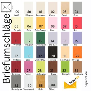 Color choice in envelopes 6,10 x 6,10 in wet adhesive 120...