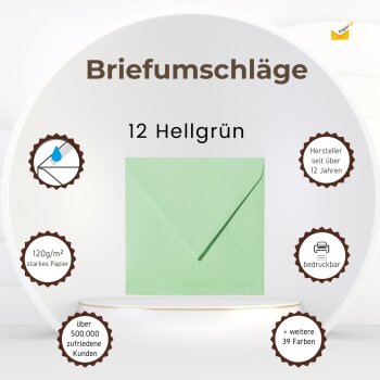 Briefumschläge 155x155 mm in Hellgrün in 120 g/qm