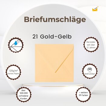 Briefumschläge 155x155 mm in Gold-Gelb in 120 g/qm